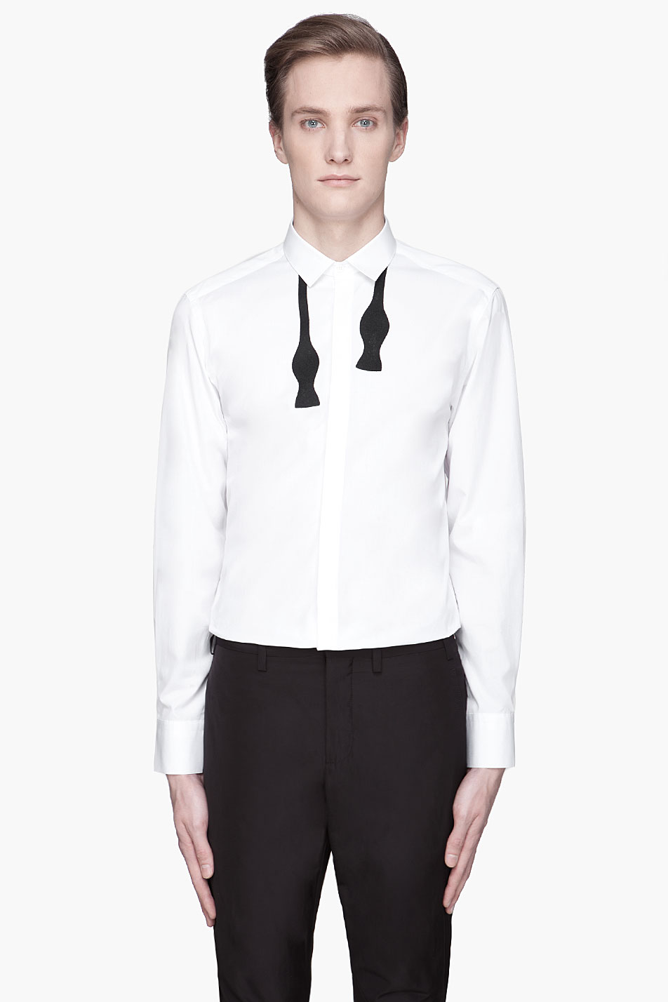 Neil Barrett White Bow Tie Printed Shirt in White for Men | Lyst