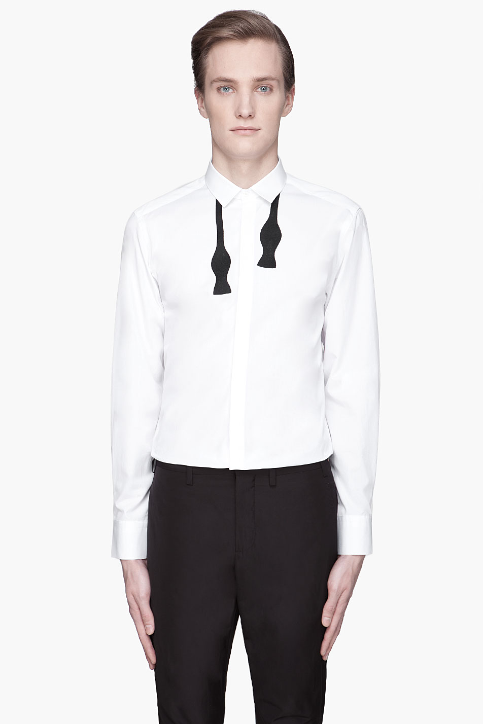 white dress shirt bow tie