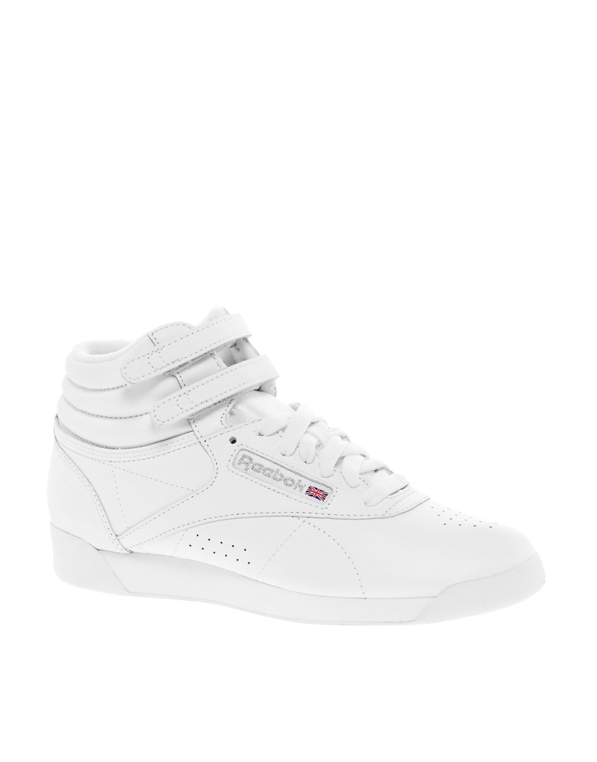 Reebok Freestyle White High Top Trainers in White | Lyst