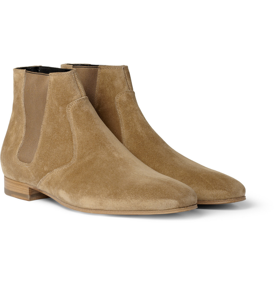 Lyst - Saint Laurent Suede Chelsea Boots in Natural for Men