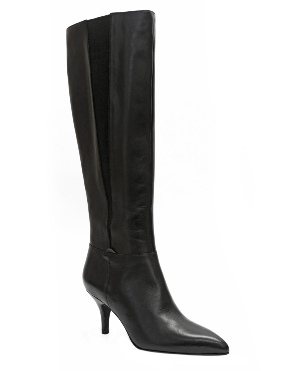 Ellen Tracy Boast Black Leather Highheel Boots in Black (black suede ...