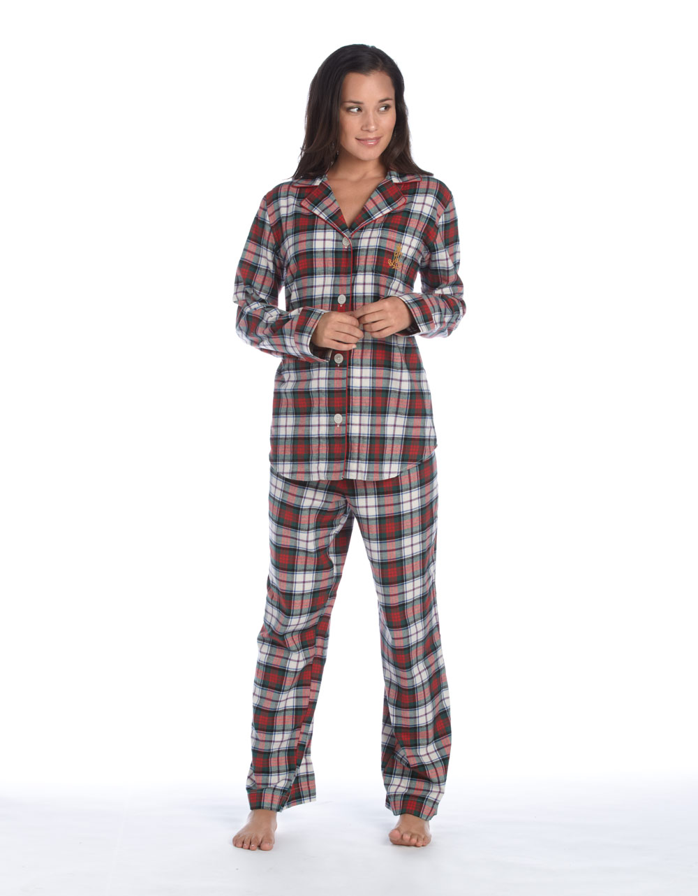 Lauren By Ralph Lauren Cotton Plaid Pajamas in White (red and black ...