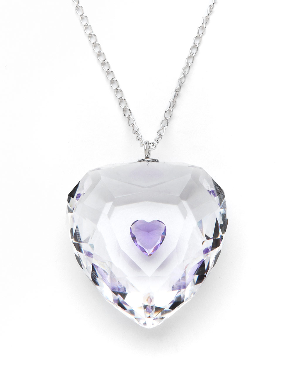 Lyst Swarovski Truthful Heart Crystal Pendant Necklace In Purple