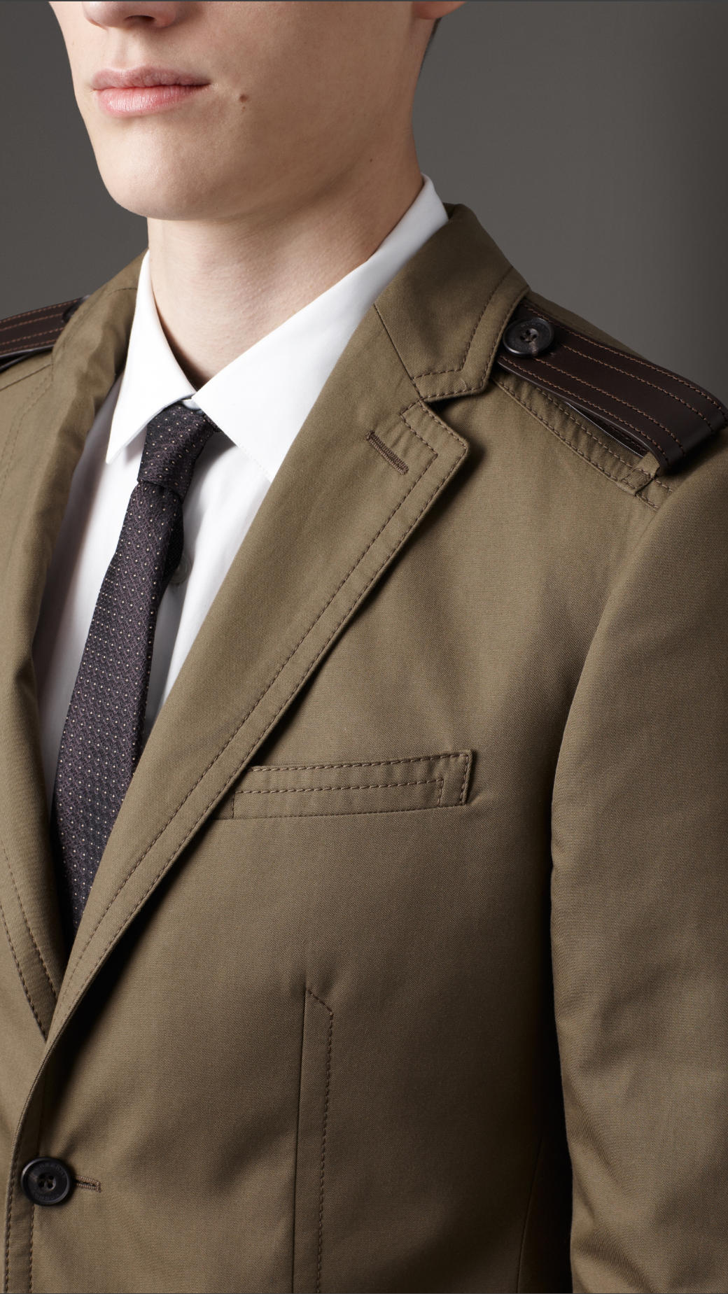 Burberry Modern Fit Cotton Gabardine Sports Jacket with Leather