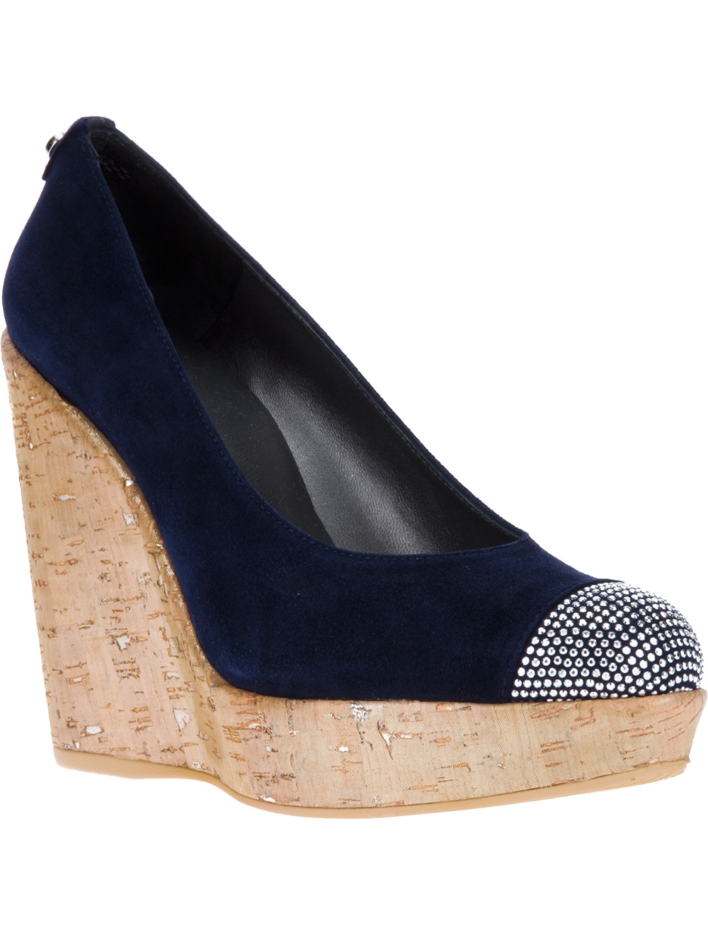 navy cork wedges