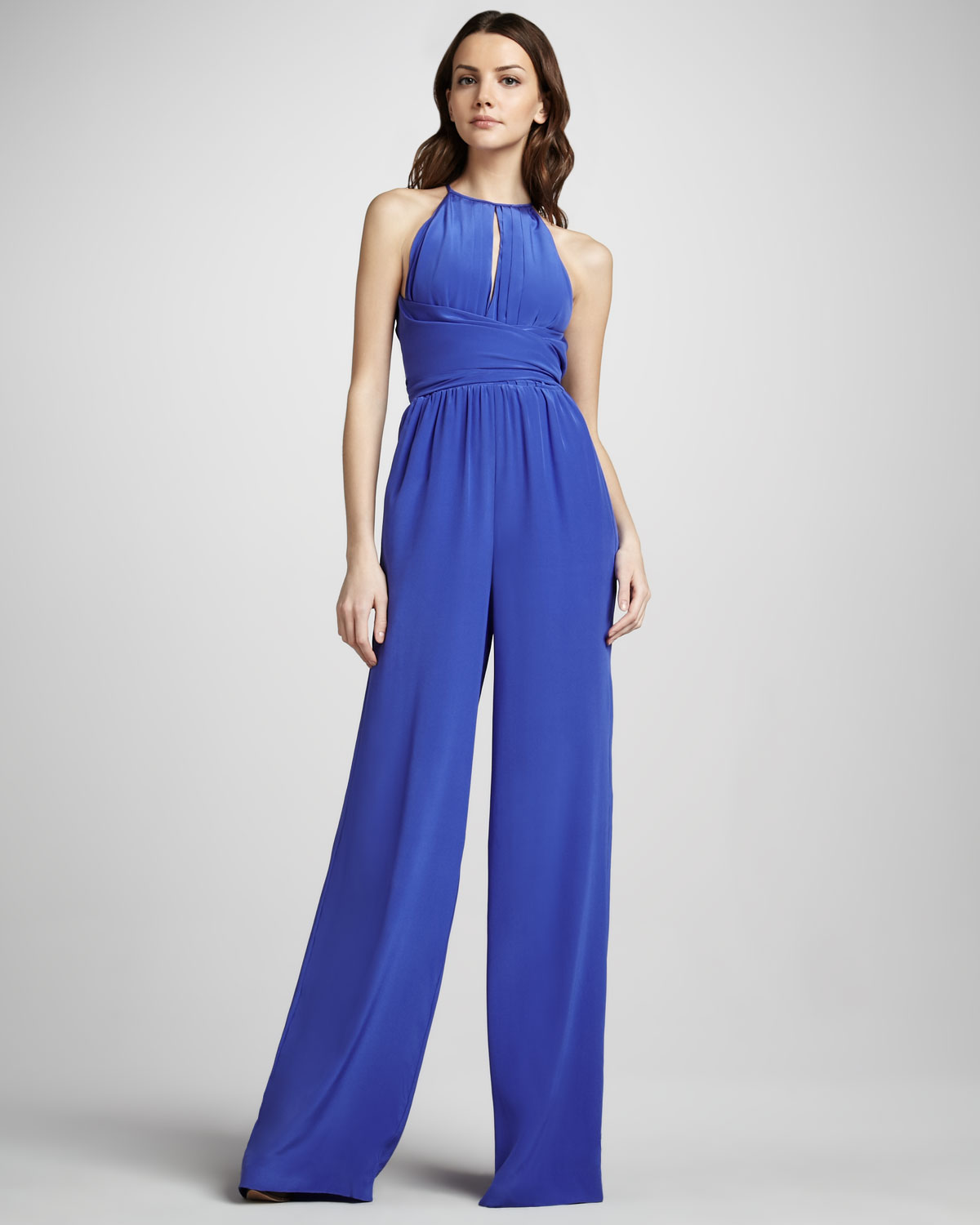 L'agence Keyhole Wideleg Jumpsuit in Blue (electric blue) | Lyst