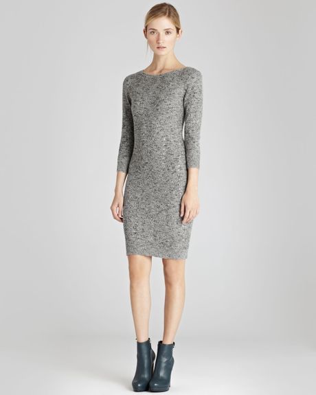 Reiss Knitted Dress in Gray (soft grey) | Lyst
