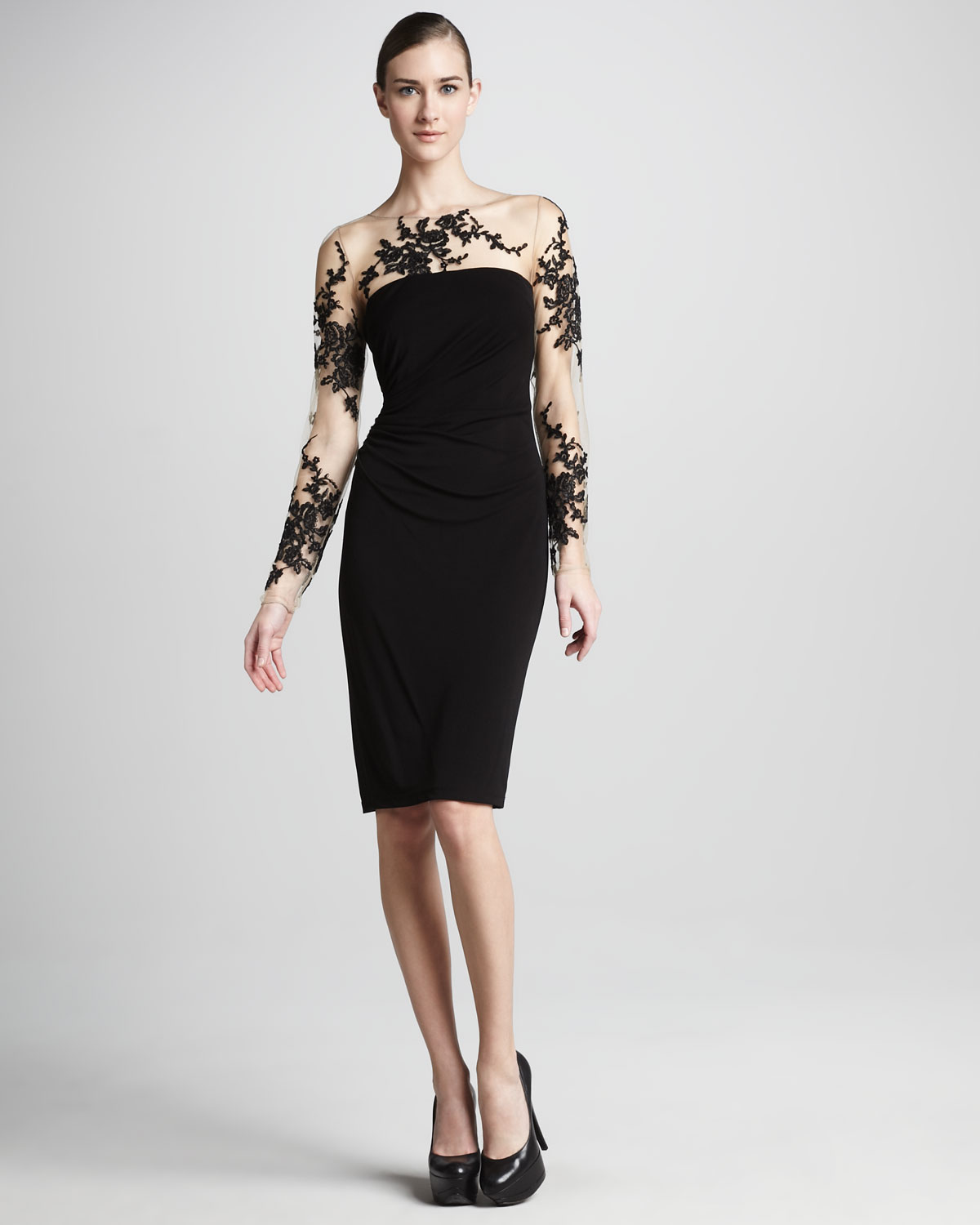 Lyst David Meister Illusionlace Cocktail  Dress  in Black 