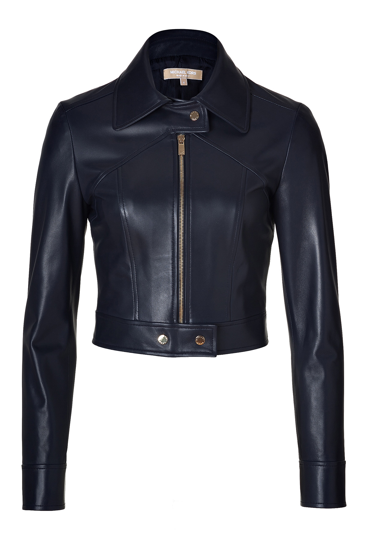 Michael Kors Midnight Blue Leather Jacket In Black Lyst Gallery