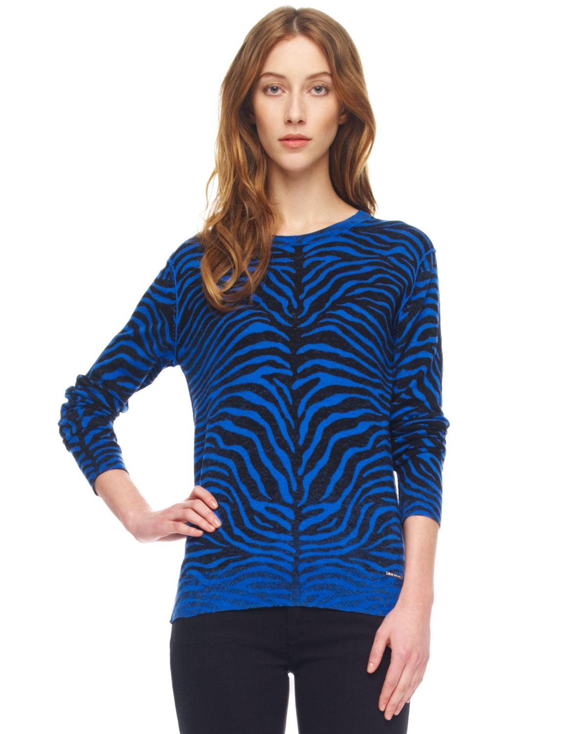 Lyst - Michael Kors Zebra Print Sweater in Blue