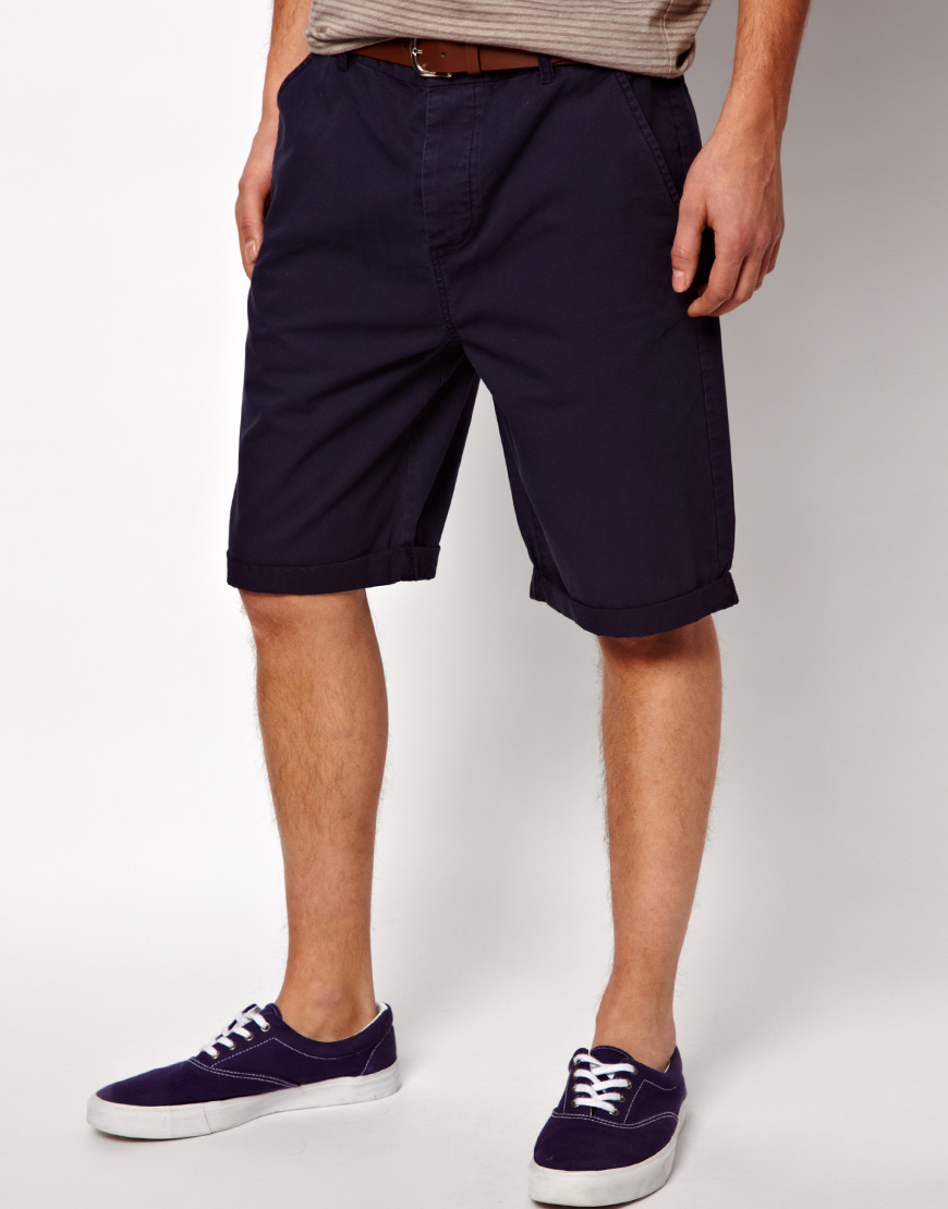 mens longer length chino shorts