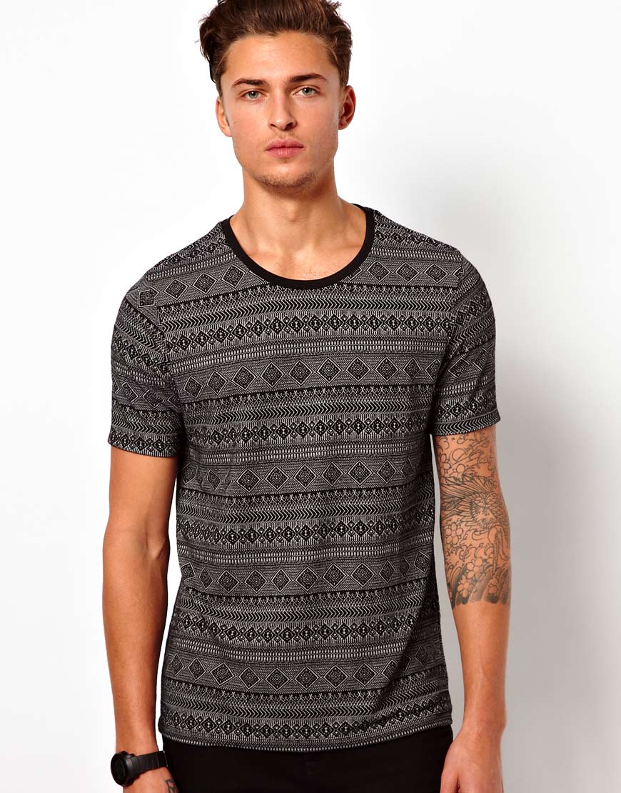 Lyst - Asos T-Shirt with All Over Jacquard in Gray for Men