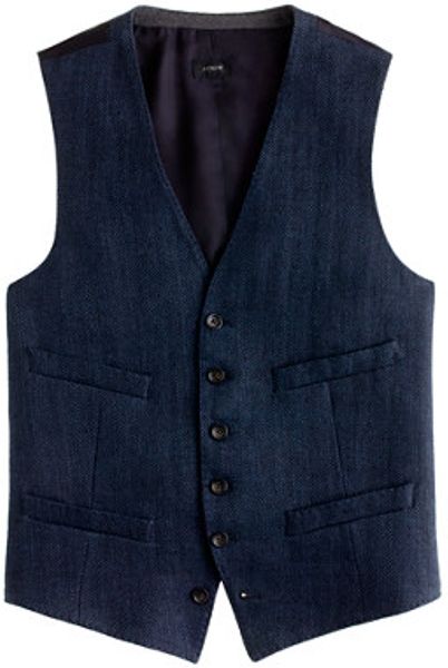 J.crew Ludlow Vest in Herringbone Italian Linen in Blue for Men (indigo ...