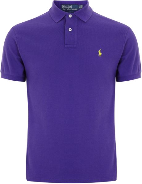 Polo Ralph Lauren Purple Slim fit Cotton Polo Shirt in Purple for Men ...