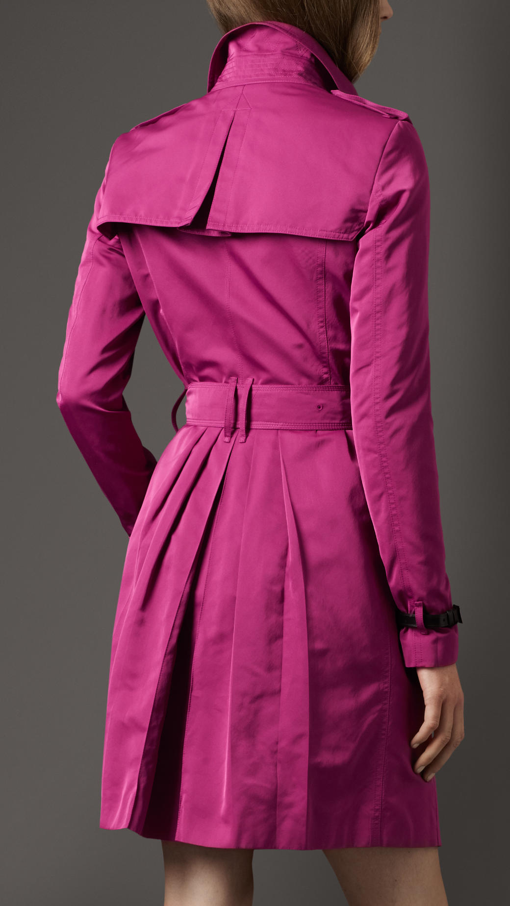 Burberry Long Pleat Detail Trench Coat in Purple - Lyst