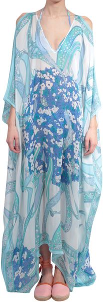 Emilio Pucci Silk Caftan With Hydrangea Print in Floral (blue) | Lyst