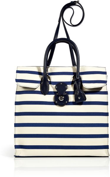 Ralph Lauren Collection Striped Nautical Canvas Tote in Blue (natural ...