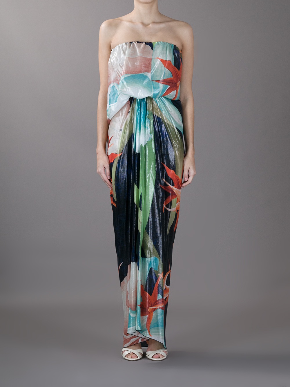 Lanvin Hawaiian Print Maxi Dress in Blue - Lyst