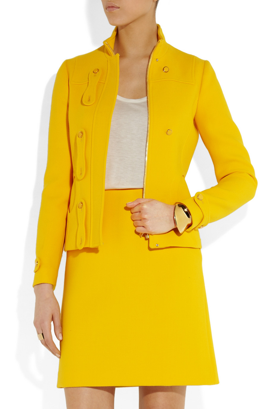 Michael kors CutOut Crepe Jacket in Yellow Lyst
