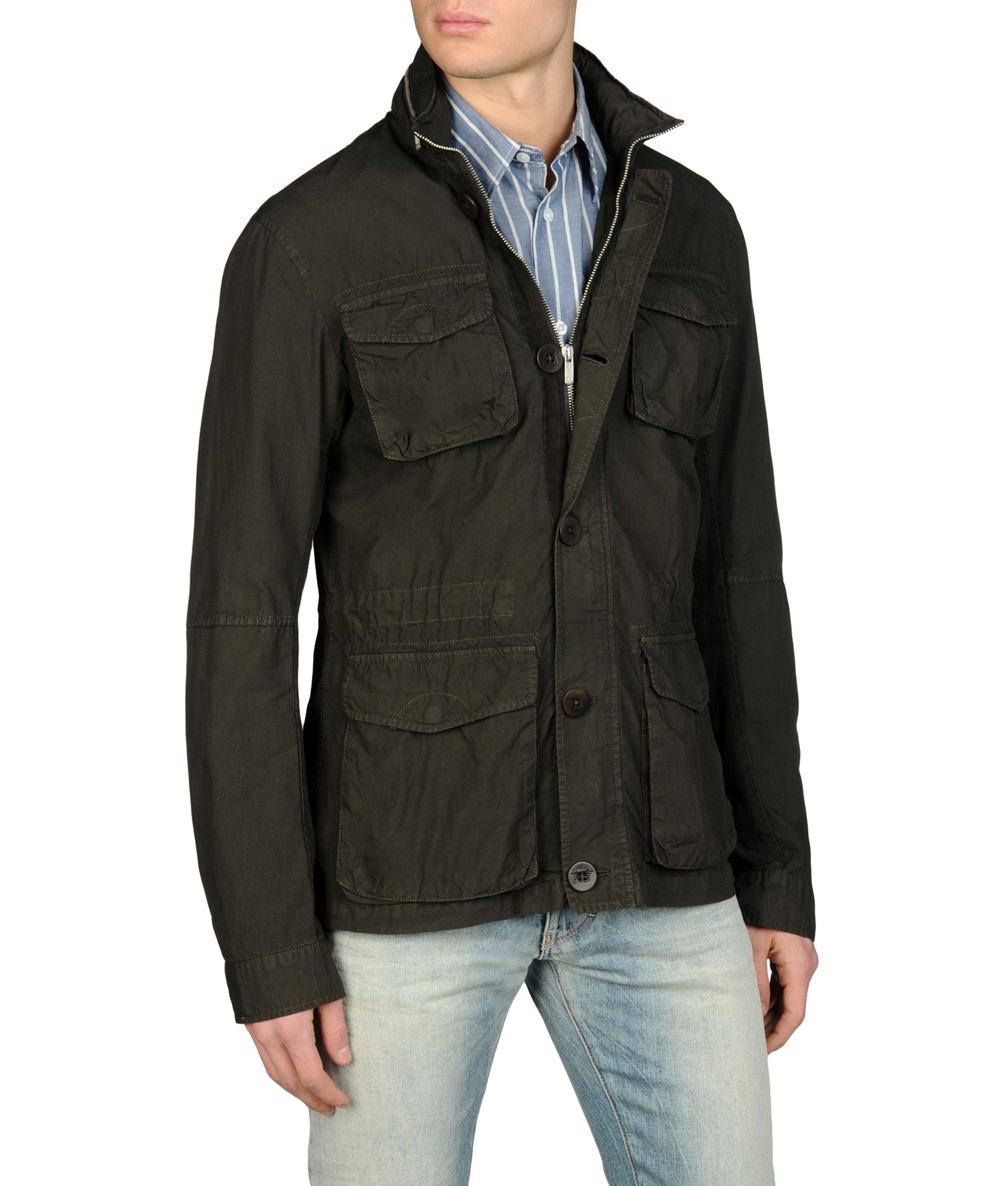 Lyst Armani jeans Safari Jacket in Cotton Linen in Green Lyst Armani jeans Safari Jacket in Cotton Linen in Green