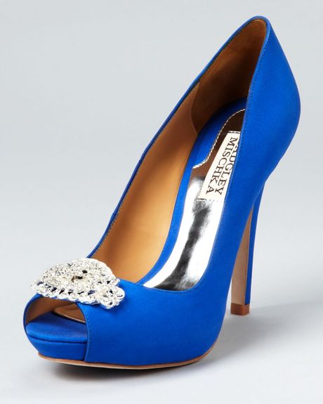 Badgley Mischka Pumps Goodie Peep Toe in Blue (royal blue) | Lyst