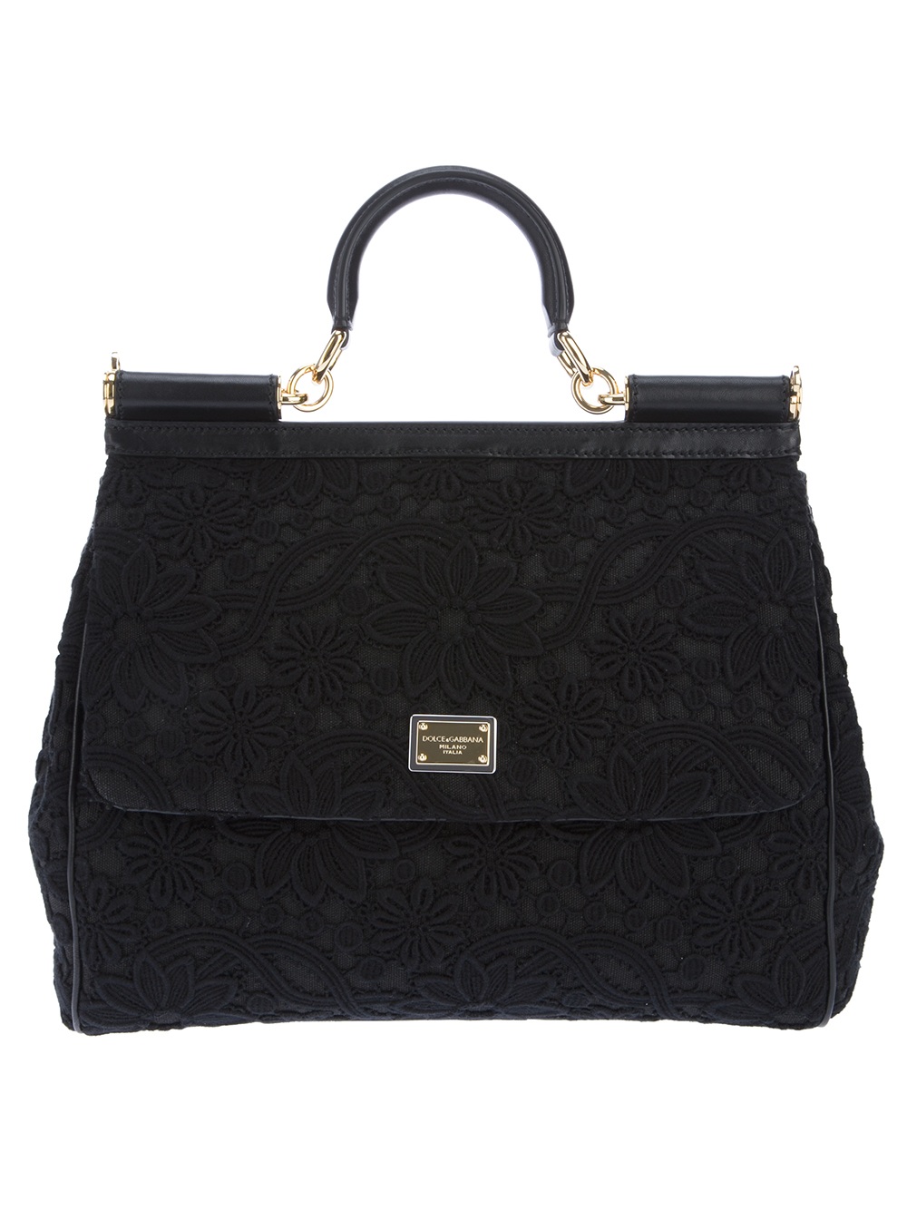 Lyst - Dolce & Gabbana Floral Lace Bag in Black