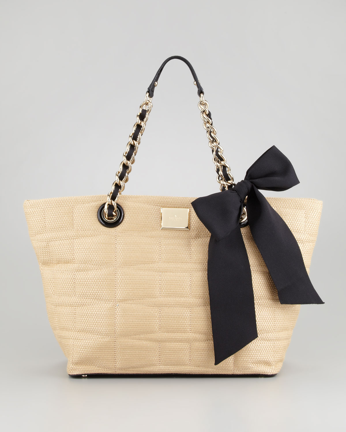 Kate spade new york Small Straw Coal Tote Bag in Natural Lyst