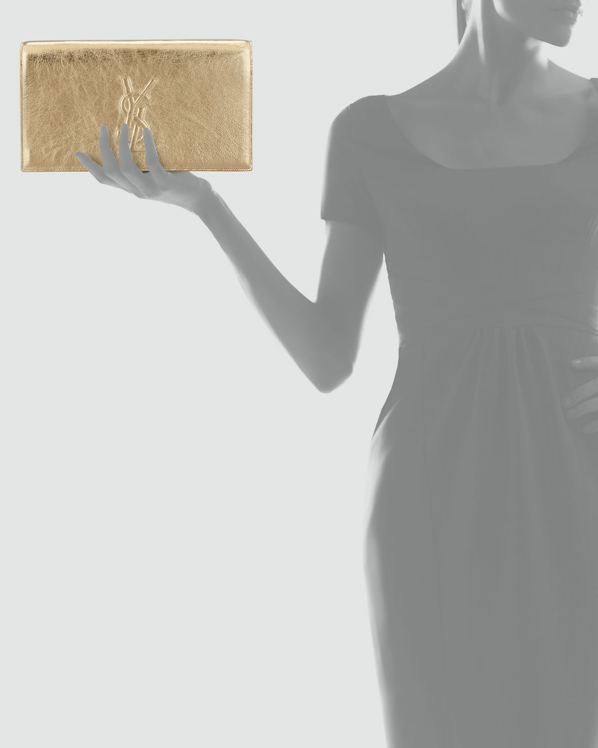 Saint laurent Metallic Belle Du Jour Clutch Bag in Gold | Lyst