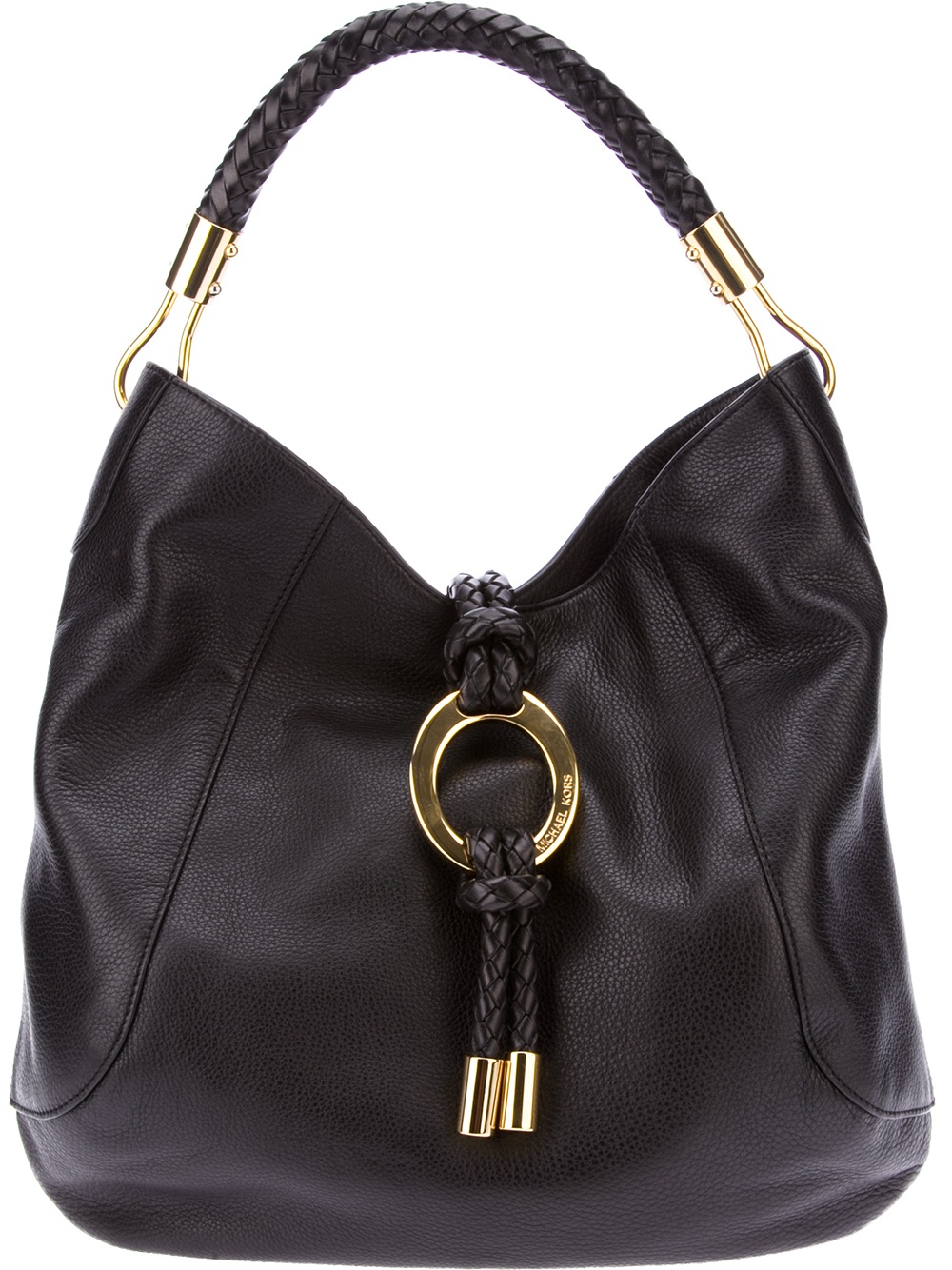 Michael kors Braided Handle Tote in Black | Lyst