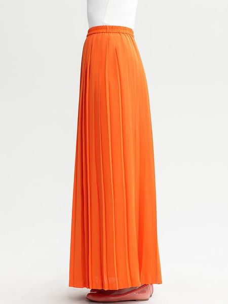 Banana Republic Long Accordion-Pleat Skirt in Orange (autumn sun) | Lyst