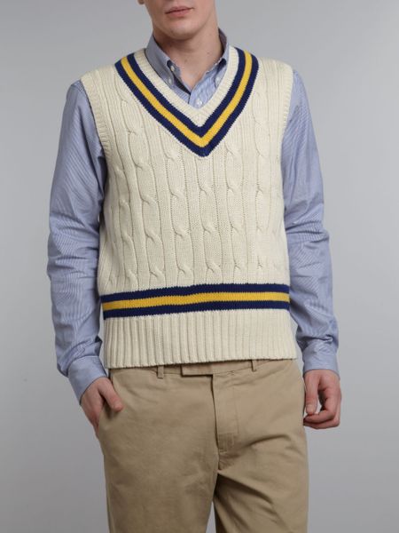 Polo Ralph Lauren V-neck Cricket Vest in Beige for Men (cream) | Lyst