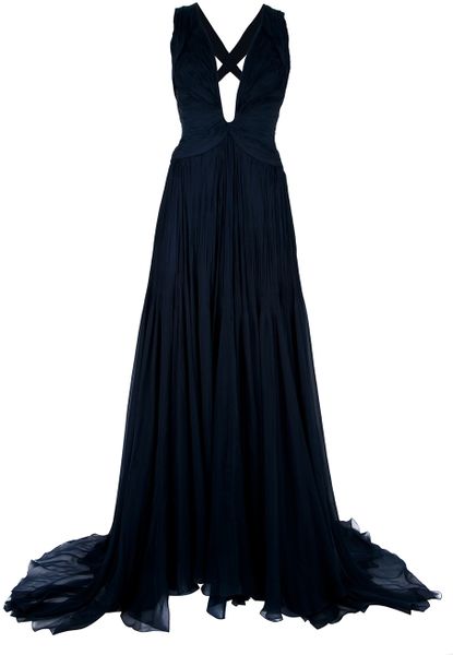 Roberto Cavalli Draped Evening Dress in Blue (navy) | Lyst