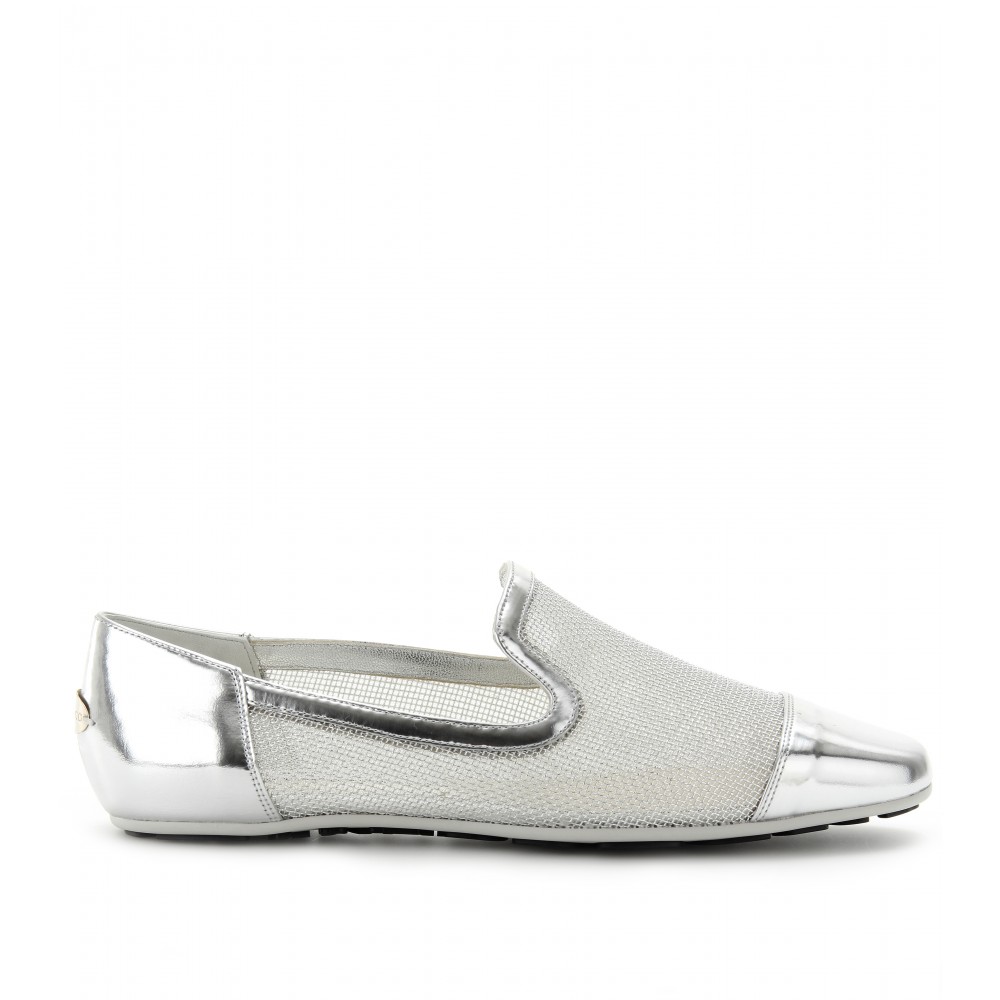 Jimmy Choo | Silver Weave Moccasin Slipper | Lyst