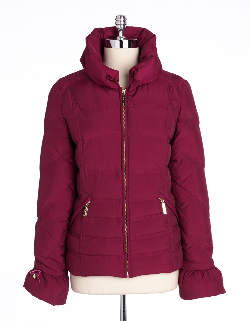 Betsey Johnson Quilted Zip-Front Jacket in Red (pink) | Lyst