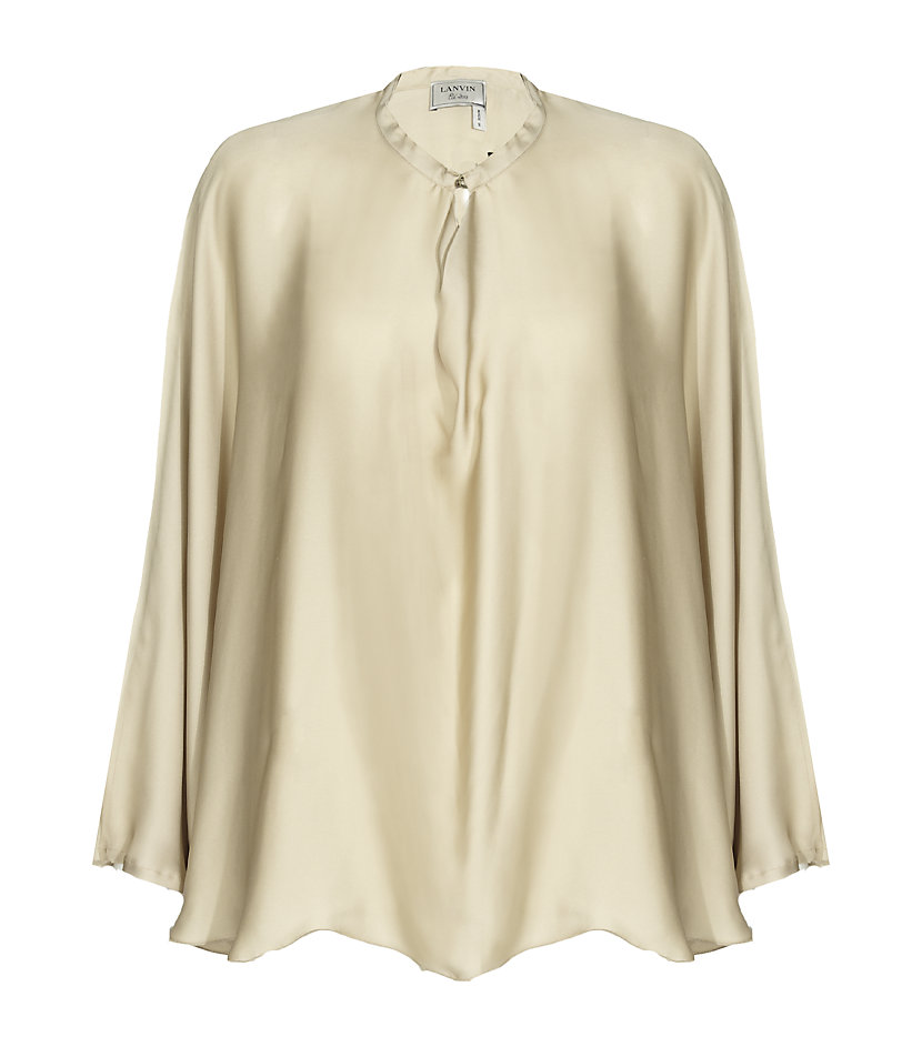 Lanvin Oversized Silk Top in Gold (beige) | Lyst