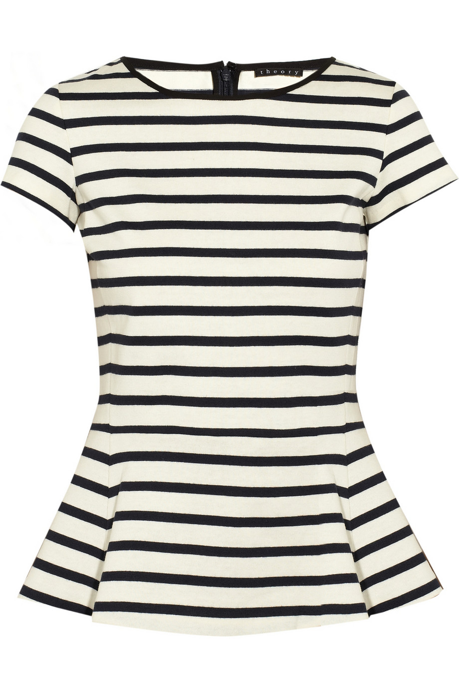 Theory Panna Stripe Peplum Top in Natural | Lyst