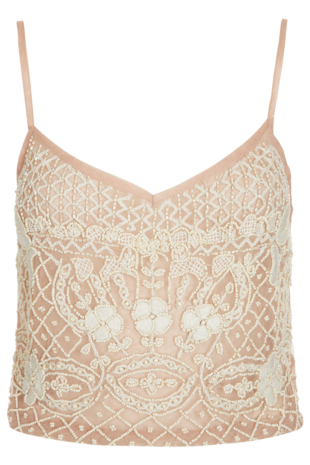 Topshop Heavy Embellished Cami Top in Pink | Lyst
