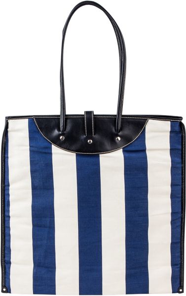 Calabrese Bags Blue and White Stripe Rotolo Canvas Tote Bag in Blue for ...