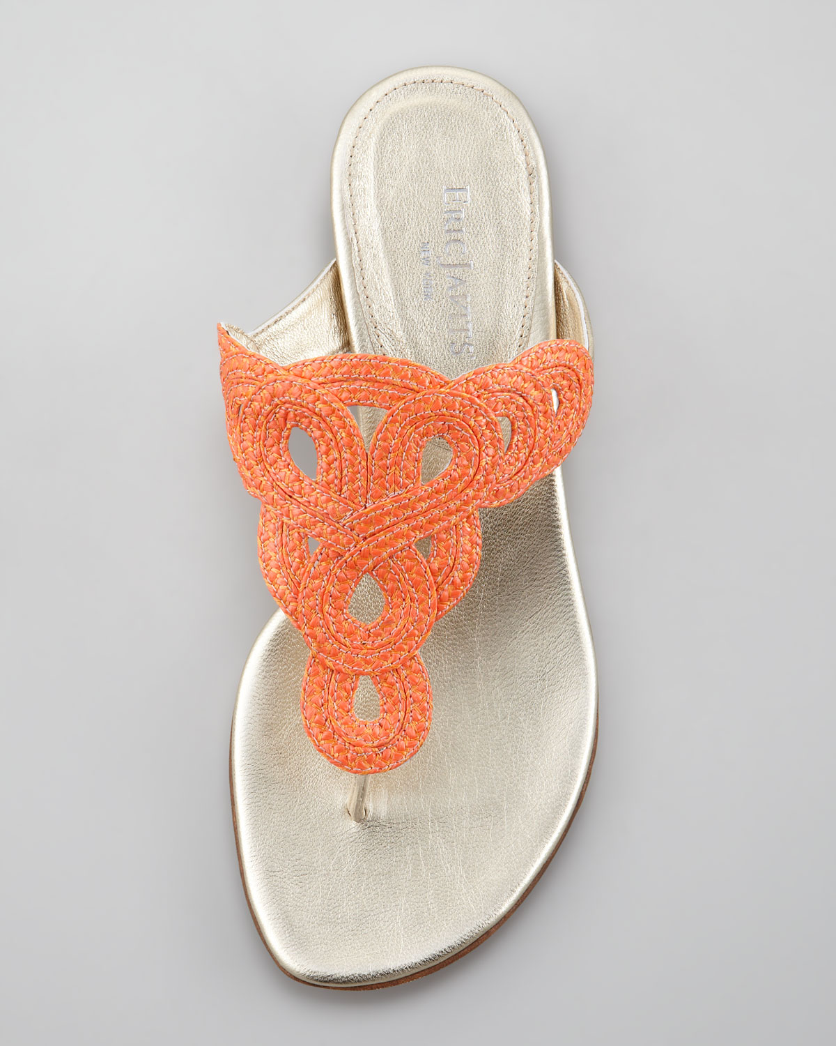 Eric javits Yanna Braided Flat Thong Sandal Tangerine in Orange Lyst