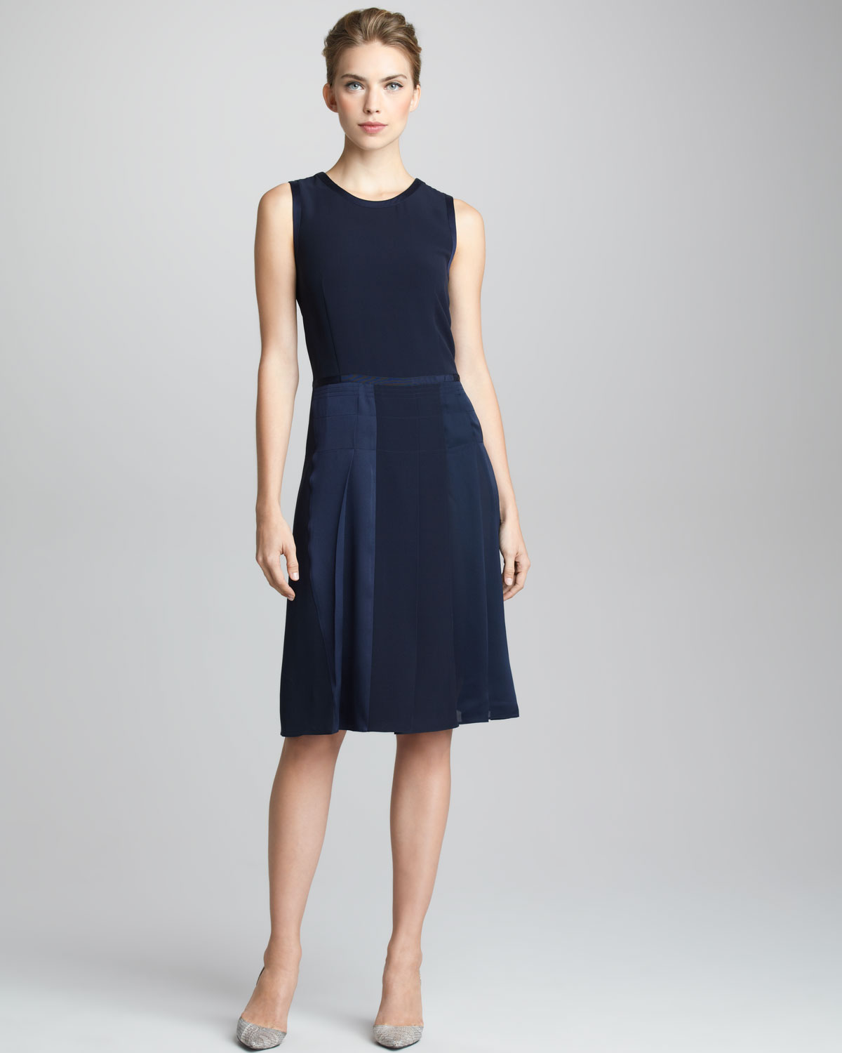 Lyst Giorgio Armani Hand Sched Bi Fabric Dress In Blue Gallery