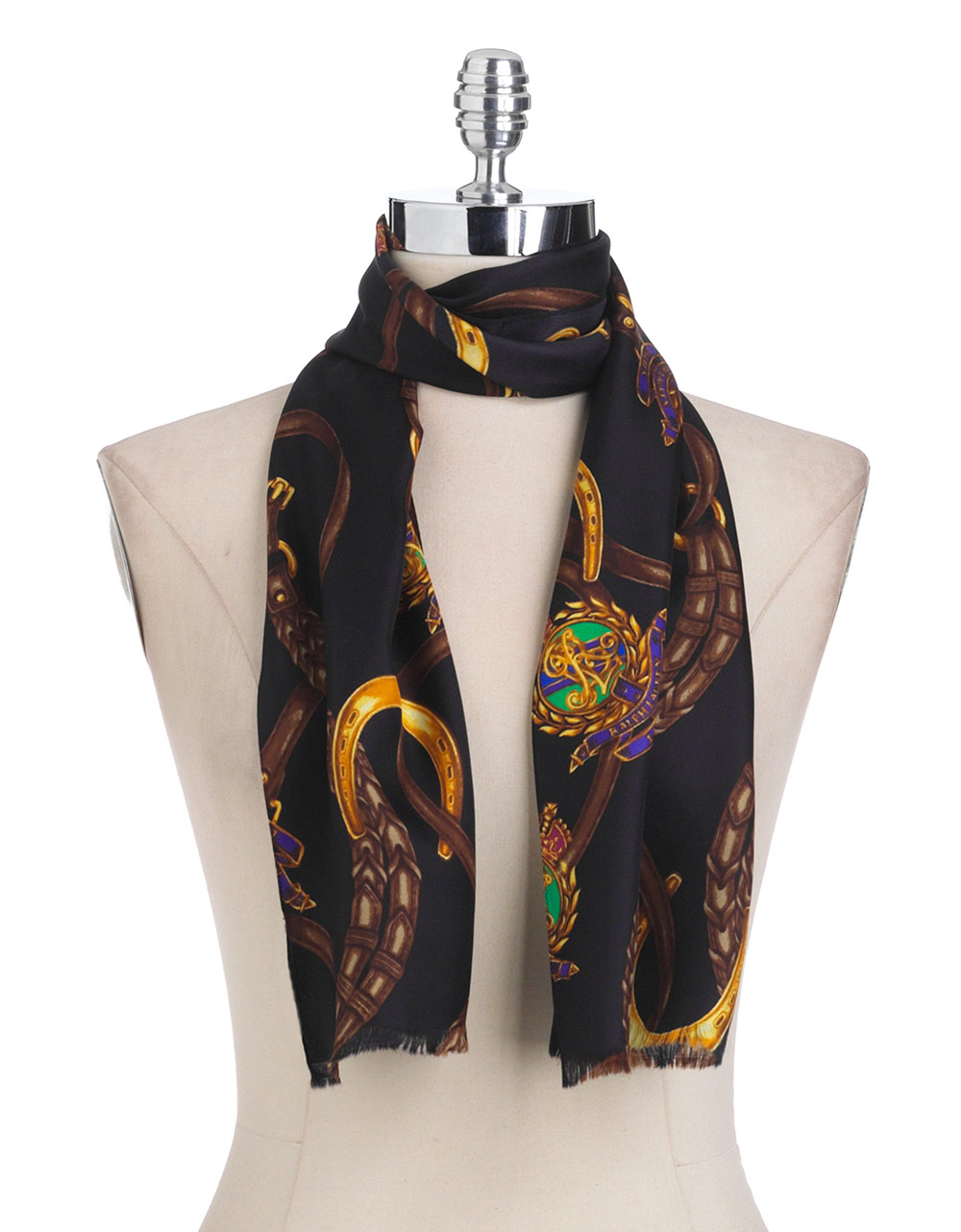 Lauren By Ralph Lauren Selma Silk Scarf in Black | Lyst