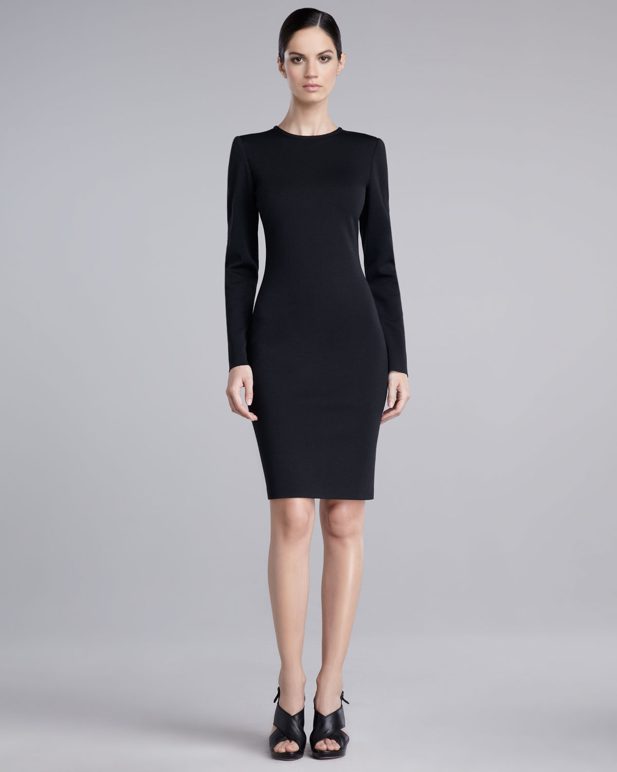 Lyst - St. John Longsleeve Fitted Milano Knit Dress in Black