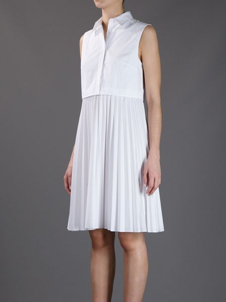 Christopher Kane Pleated  Skirt Shirt  Dress  in White  Lyst