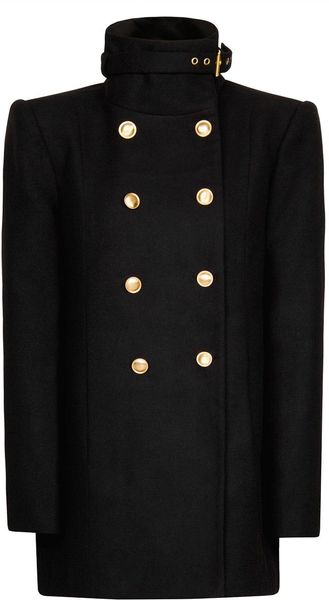 Mango Double Breasted Jacket in Black | Lyst