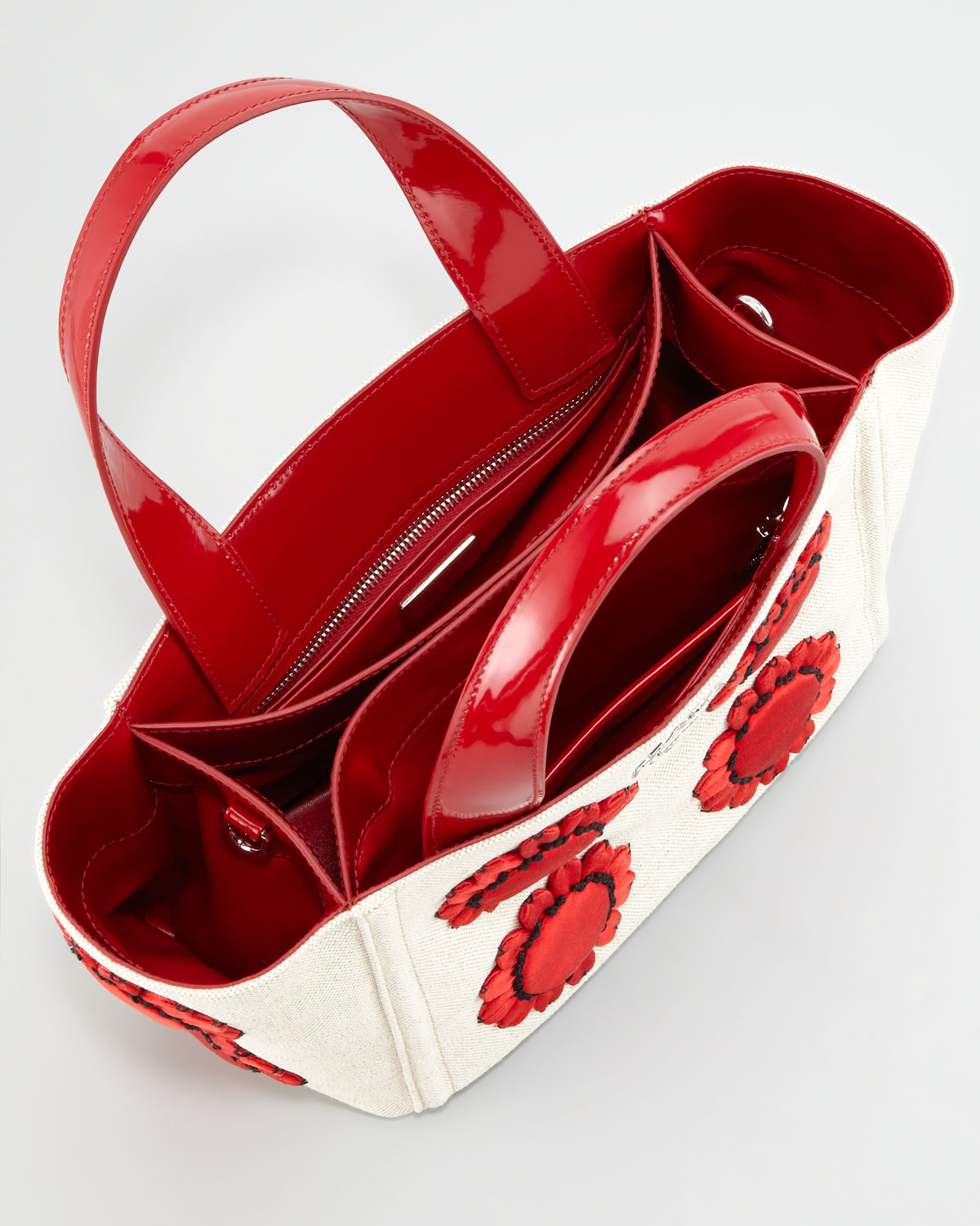 Prada Floral Basket Tote Bag in Red (multi colors) | Lyst  