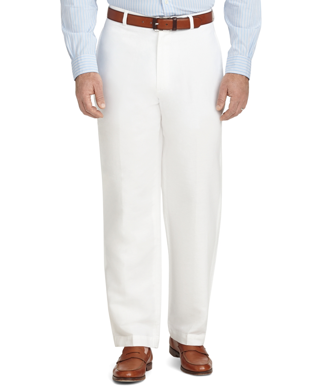 Brooks Brothers Hudson Plainfront Fit Linen and Cotton Pants in White ...