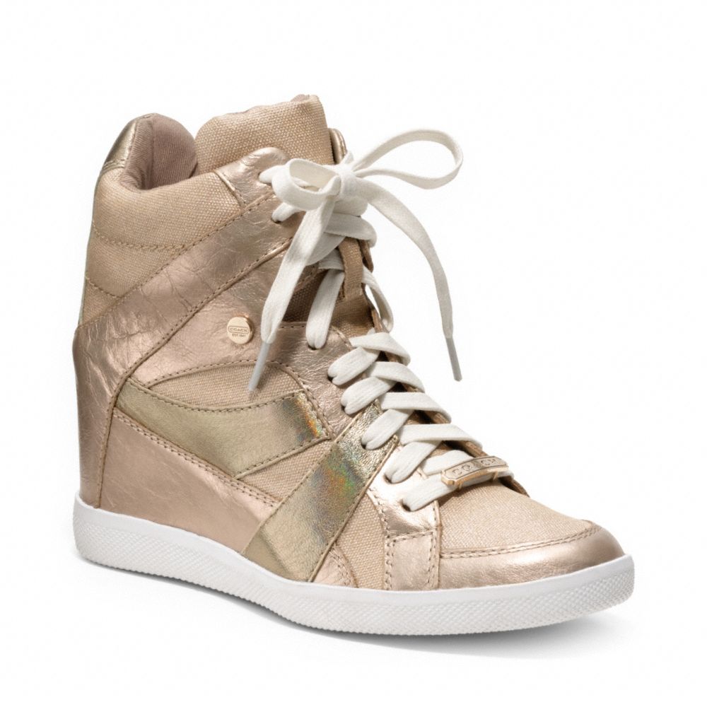 metallic gold wedge sneakers