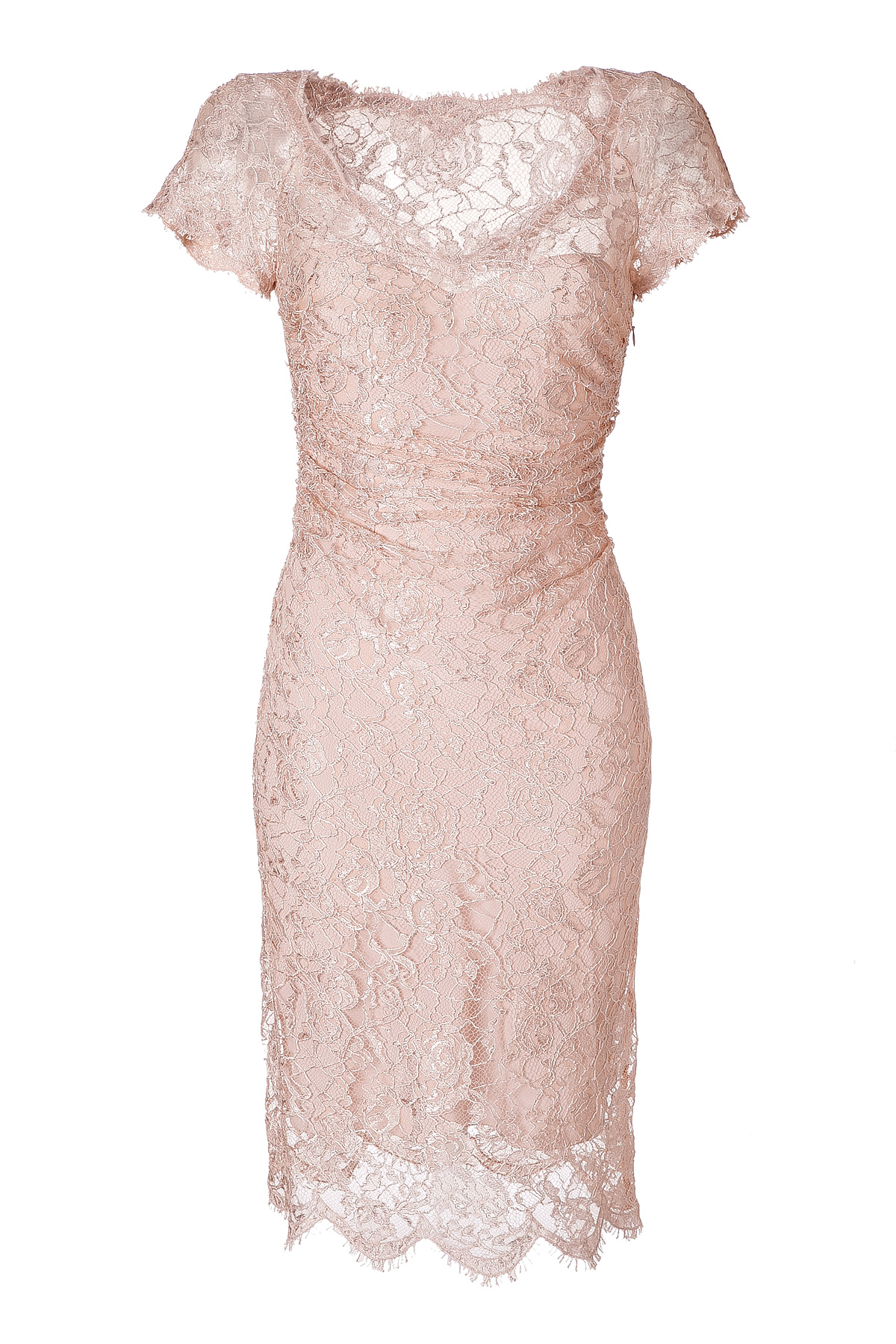 Lyst - Emilio Pucci Blush Draped Lace Overlay Dress in Pink