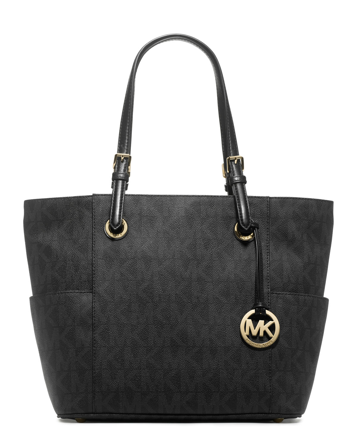 Michael michael kors Jet Set Signature Logo Tote in Black | Lyst