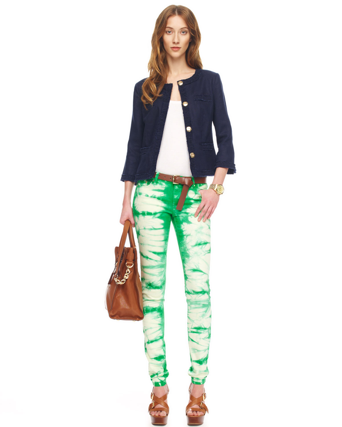 green tie dye jeans